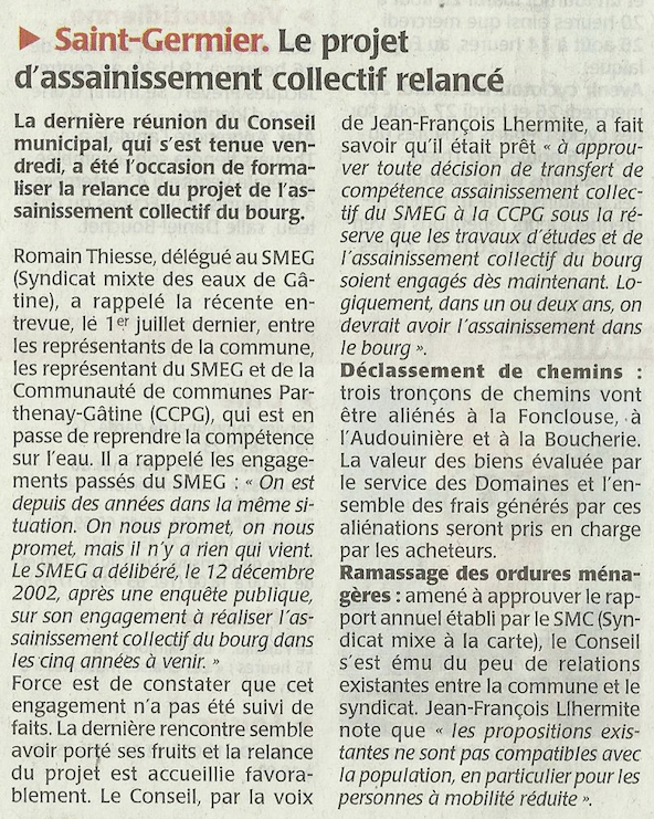 20150824-Courrier-Le projet d assainissement collectif relancé