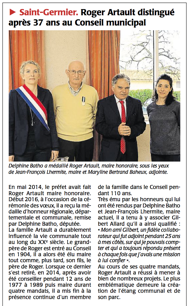 20160115-Courrier-Roger Artault distingué après 37 ans au CM