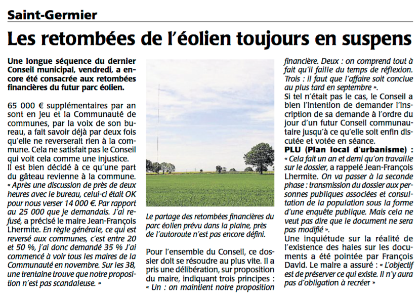 20160708-Courrier-Les retombées de l'éolien toujours en suspens