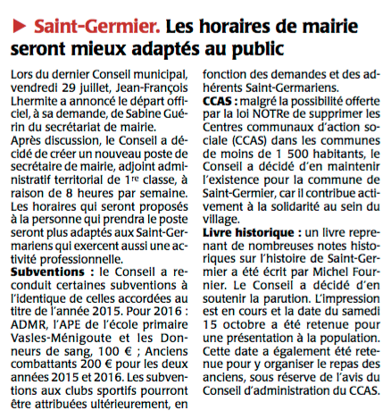 20160803-Courrier-Les horaires de mairie seront mieux adaptés au public