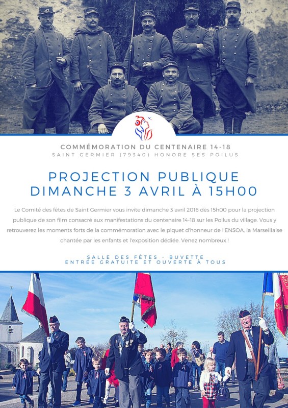 Saint Germier- Projection Publique Spécial Centenaire Dimanche 3 Avril 2016