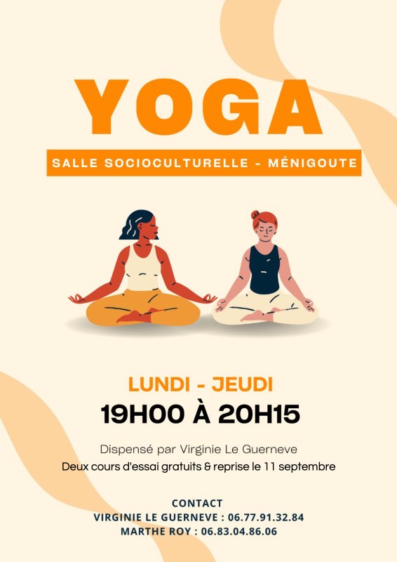 Cours de yoga à Ménigoute partir du 11 septembre 2023